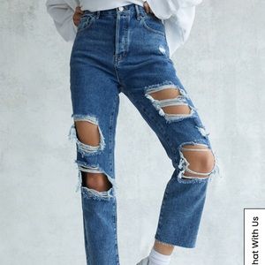 Blue straight leg jeans
